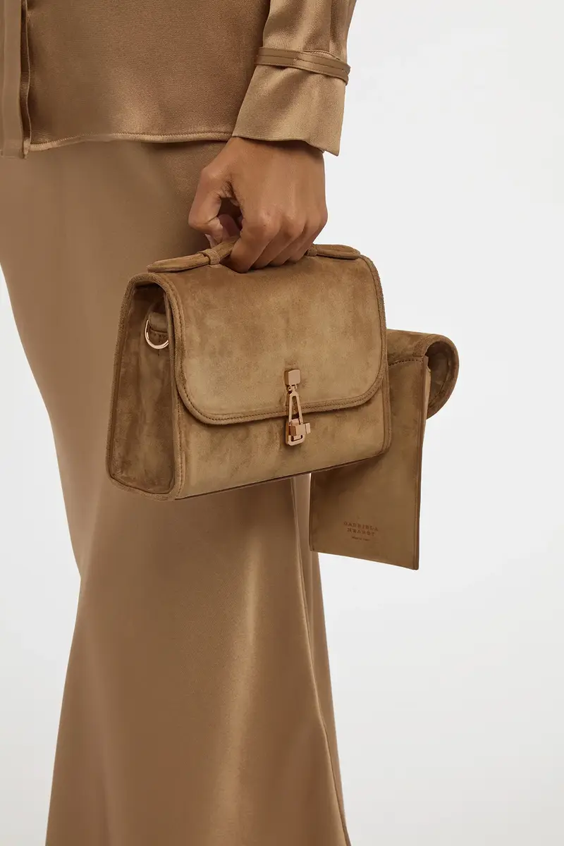 Gabriela Hearst Small Leonora Flap Bag in Dark Sand Suede | Thumbnail 2