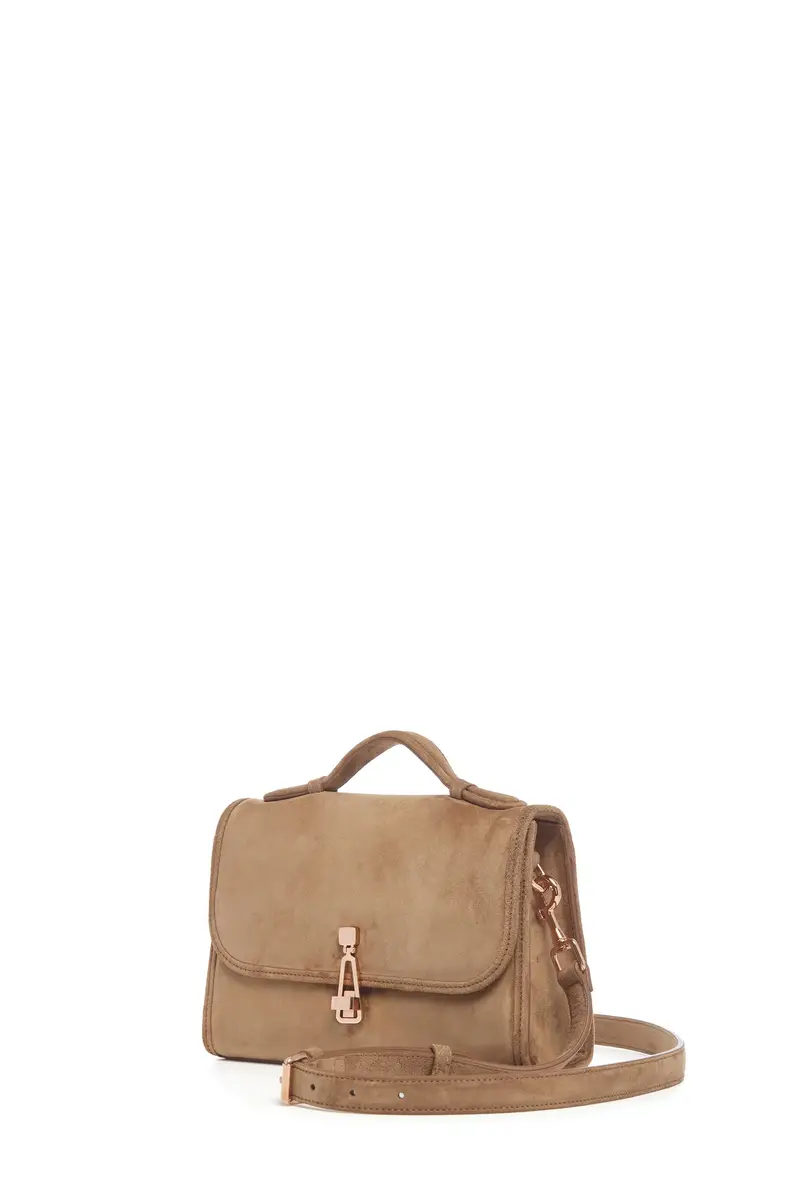 Gabriela Hearst Small Leonora Flap Bag in Dark Sand Suede | Thumbnail 4