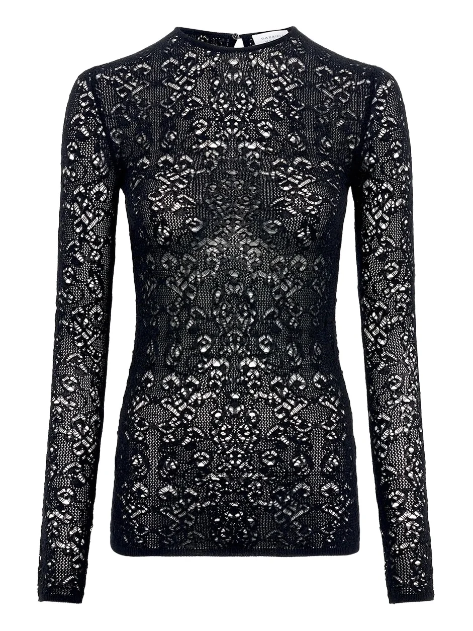 Gabriela Hearst Evander Knit Crewneck in Black Merino Wool Cashmere