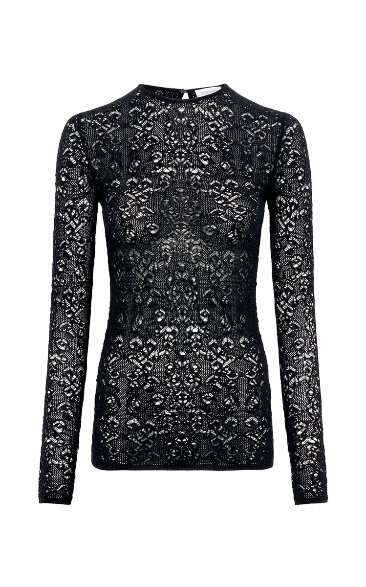 Gabriela Hearst Evander Knit Crewneck in Black Merino Wool Cashmere