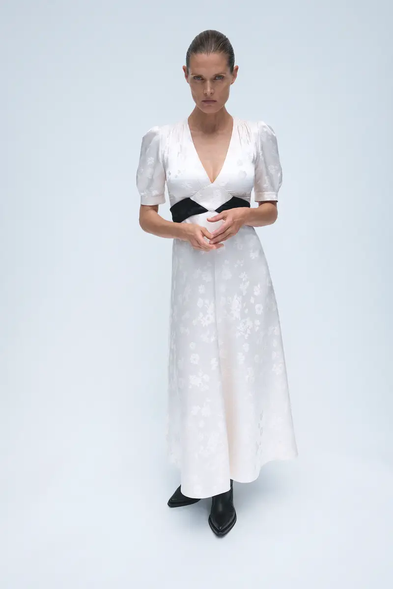 Gabriela Hearst Larkin Maxi Dress in Ivory & Black Embroidered Silk | Thumbnail 2 Gabriela Hearst Larkin Maxi Dress in Ivory & Black Embroidered Silk | Thumbnail 2