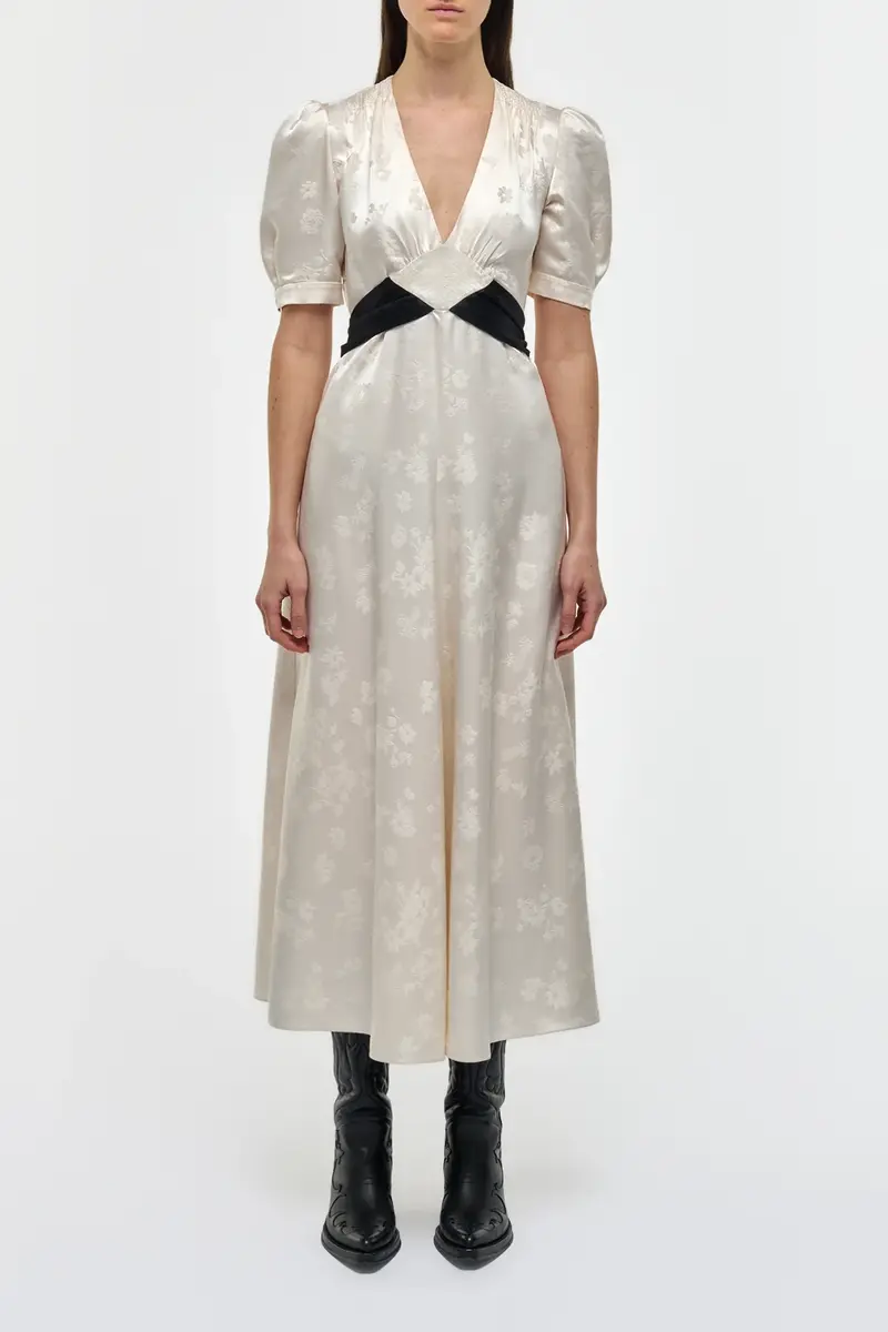 Gabriela Hearst Larkin Maxi Dress in Ivory & Black Embroidered Silk | Thumbnail 3 Gabriela Hearst Larkin Maxi Dress in Ivory & Black Embroidered Silk | Thumbnail 3