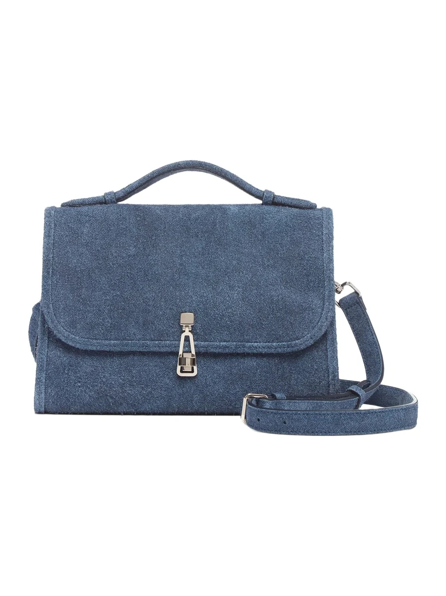 Gabriela Hearst Medium Leonora Flap Bag in Light Blue Suede Denim