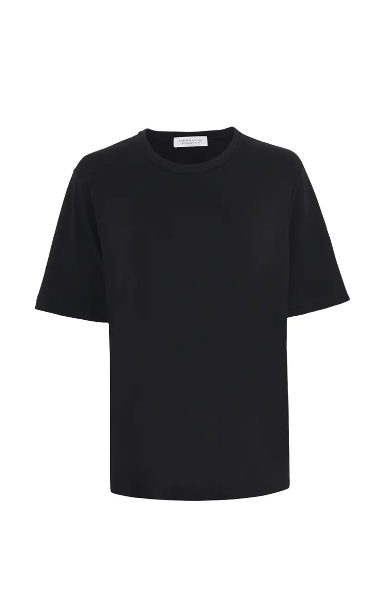 Gabriela Hearst Kirby T-Shirt in Black Cashmere Jersey | Image 1 Gabriela Hearst Kirby T-Shirt in Black Cashmere Jersey | Image 1