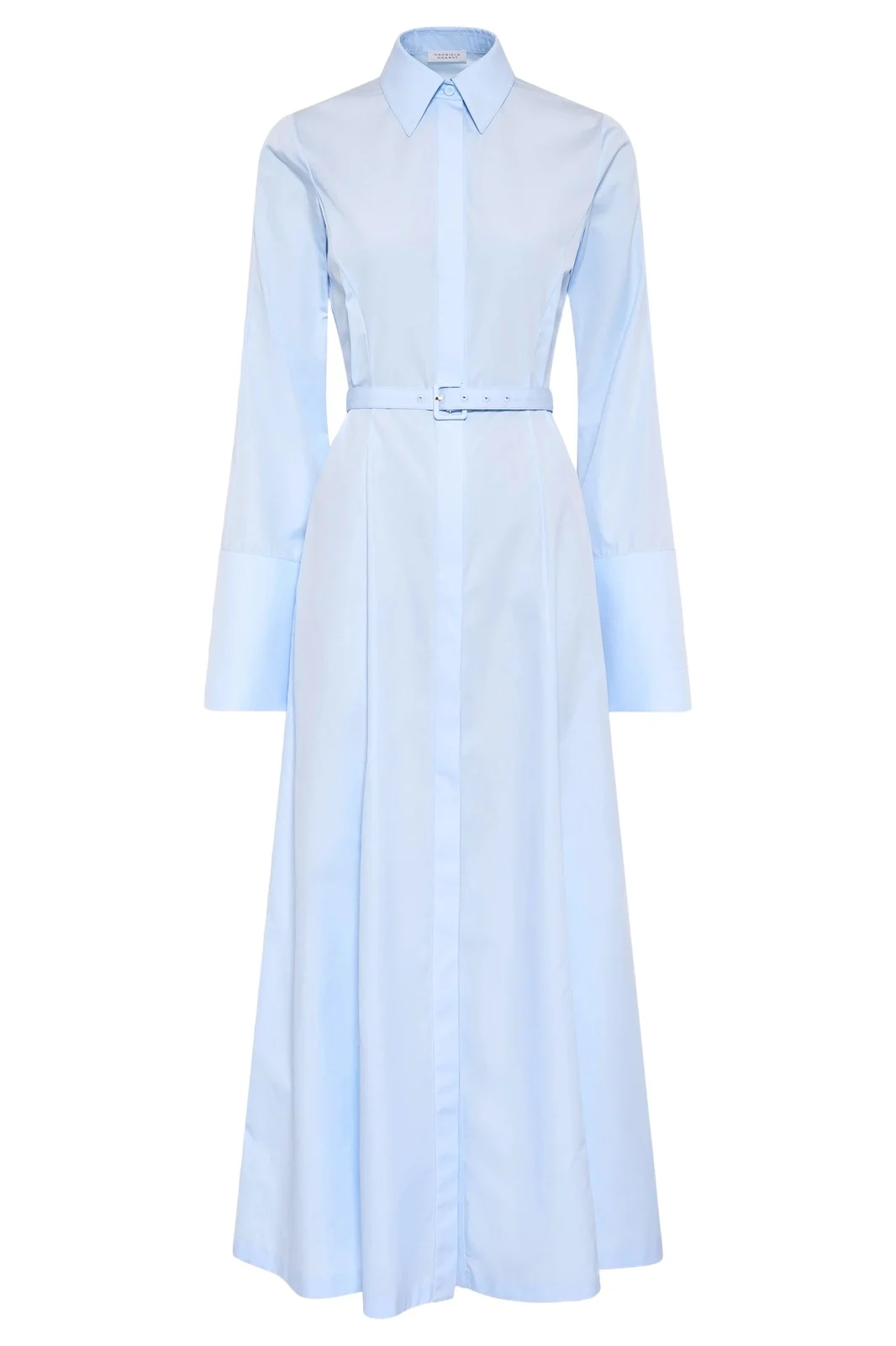 Gabriela Hearst Carmina Maxi Shirtdress in Light Blue Sea Island Cotton
