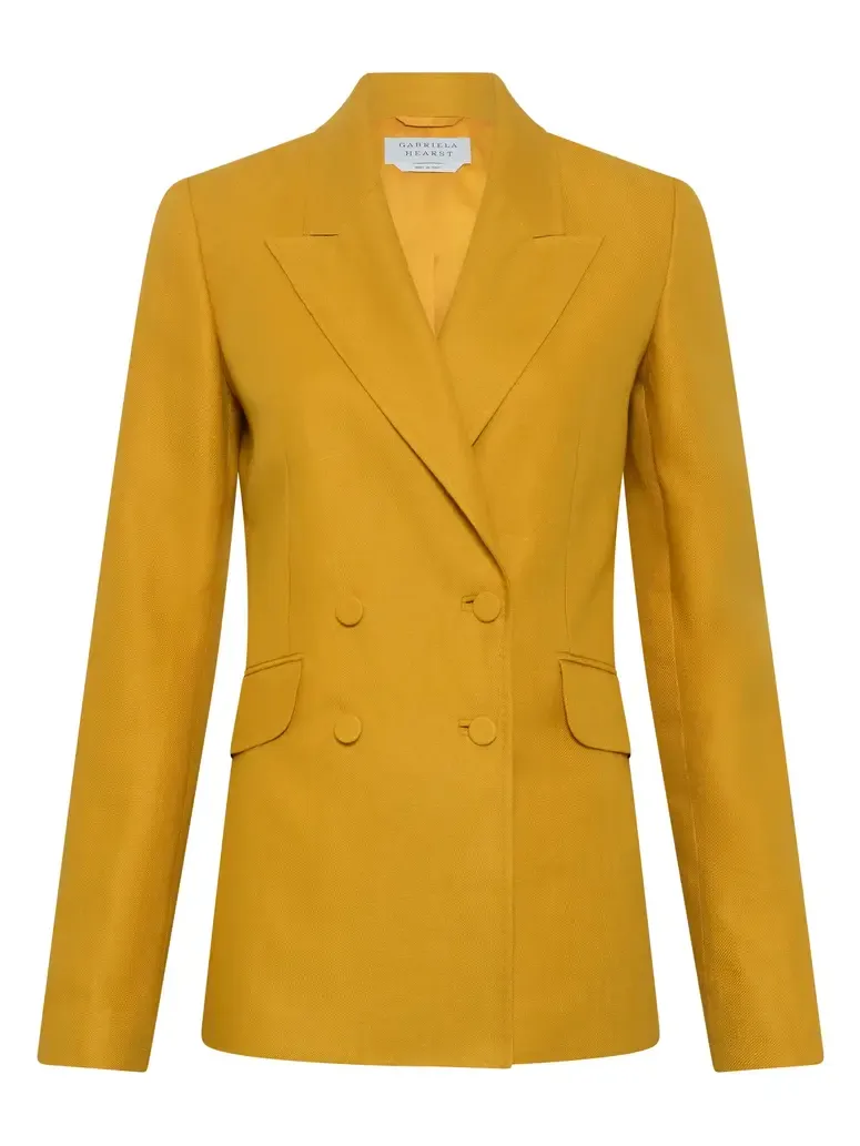 Gabriela Hearst Angela Blazer in Golden Birch Linen Twill