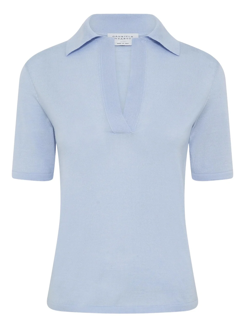 Gabriela Hearst Caius Knit Short Sleeve Polo in Halogen Blue Cashmere Silk