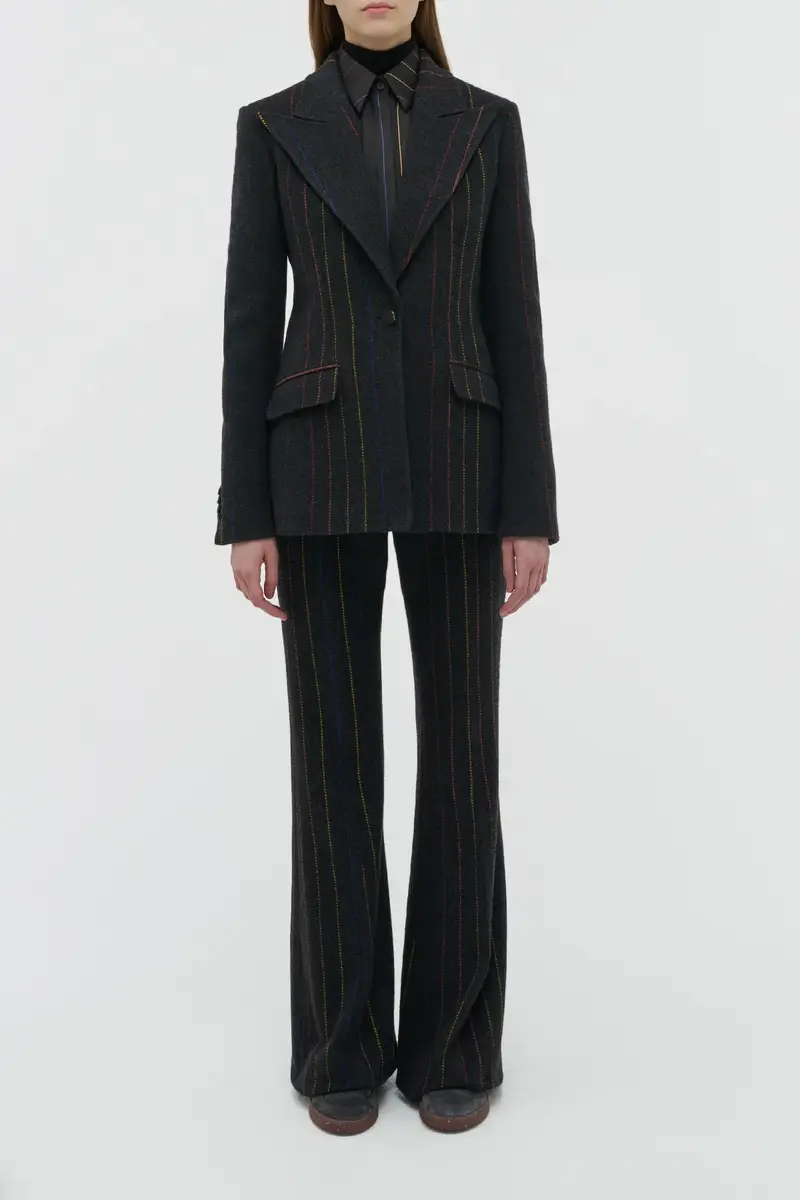 Gabriela Hearst Leiva Blazer in Charcoal Multi Pinstripe Wool Cashmere | Thumbnail 2 Gabriela Hearst Leiva Blazer in Charcoal Multi Pinstripe Wool Cashmere | Thumbnail 2
