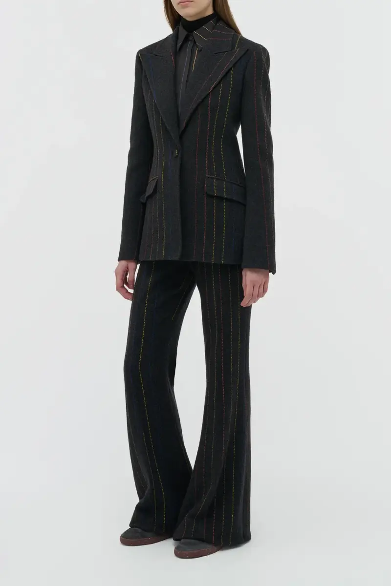 Gabriela Hearst Leiva Blazer in Charcoal Multi Pinstripe Wool Cashmere | Thumbnail 3 Gabriela Hearst Leiva Blazer in Charcoal Multi Pinstripe Wool Cashmere | Thumbnail 3