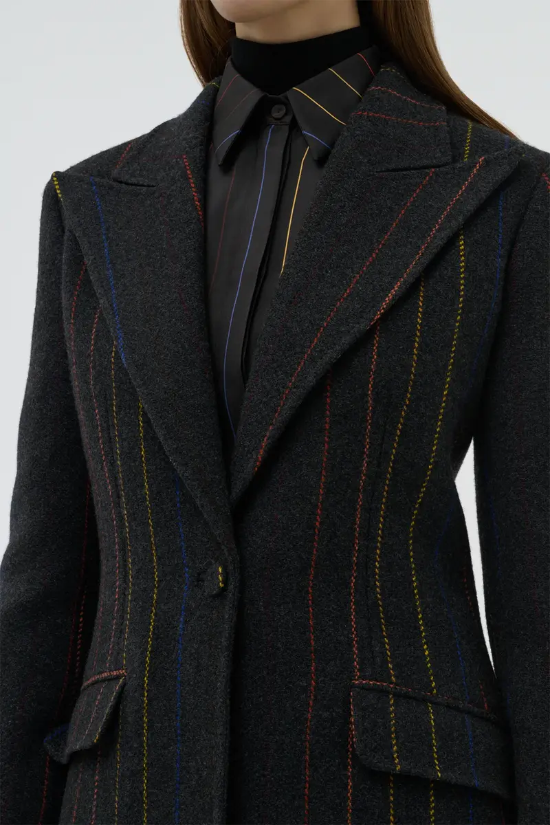 Gabriela Hearst Leiva Blazer in Charcoal Multi Pinstripe Wool Cashmere | Thumbnail 6 Gabriela Hearst Leiva Blazer in Charcoal Multi Pinstripe Wool Cashmere | Thumbnail 6