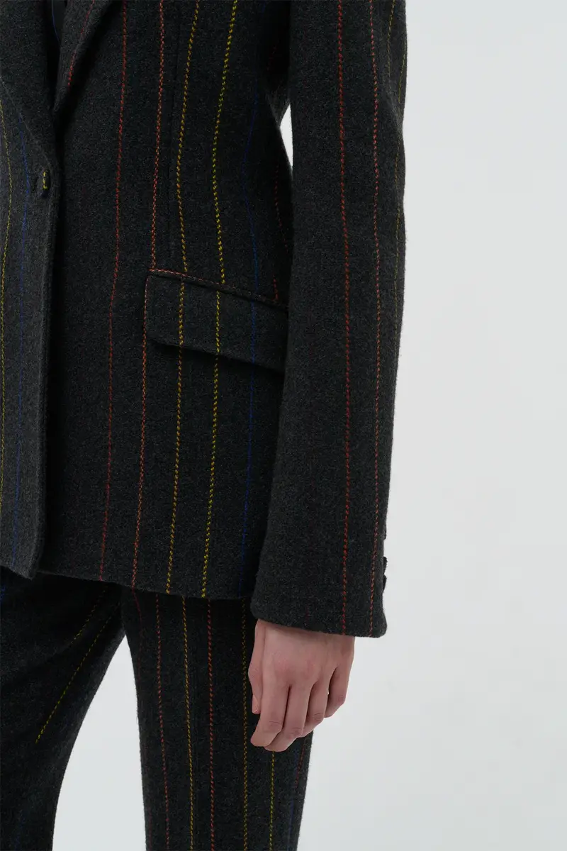 Gabriela Hearst Leiva Blazer in Charcoal Multi Pinstripe Wool Cashmere | Thumbnail 8 Gabriela Hearst Leiva Blazer in Charcoal Multi Pinstripe Wool Cashmere | Thumbnail 8