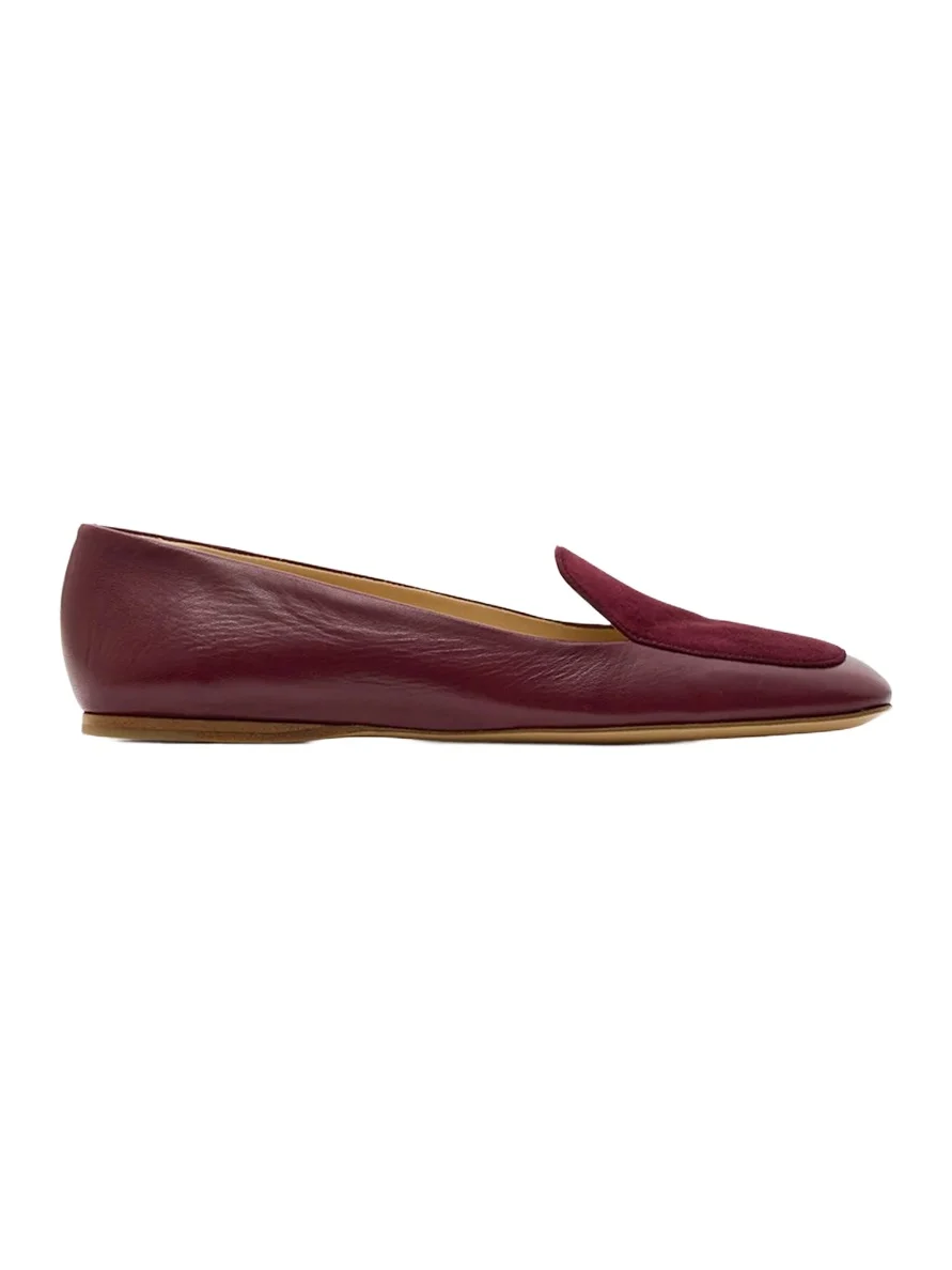 Aveda Flat Loafer in Bordeaux Leather & Suede Aveda Flat Loafer in Bordeaux Leather & Suede