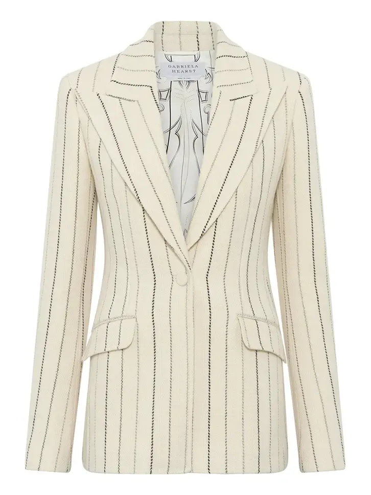 Leiva Blazer in Ivory Sportswear Wool Leiva Blazer in Ivory Sportswear Wool