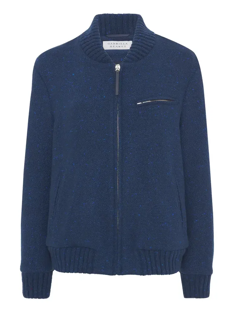 Winslow Bomber in Electric Navy Speckled Cashmere Winslow Bomber in Electric Navy Speckled Cashmere