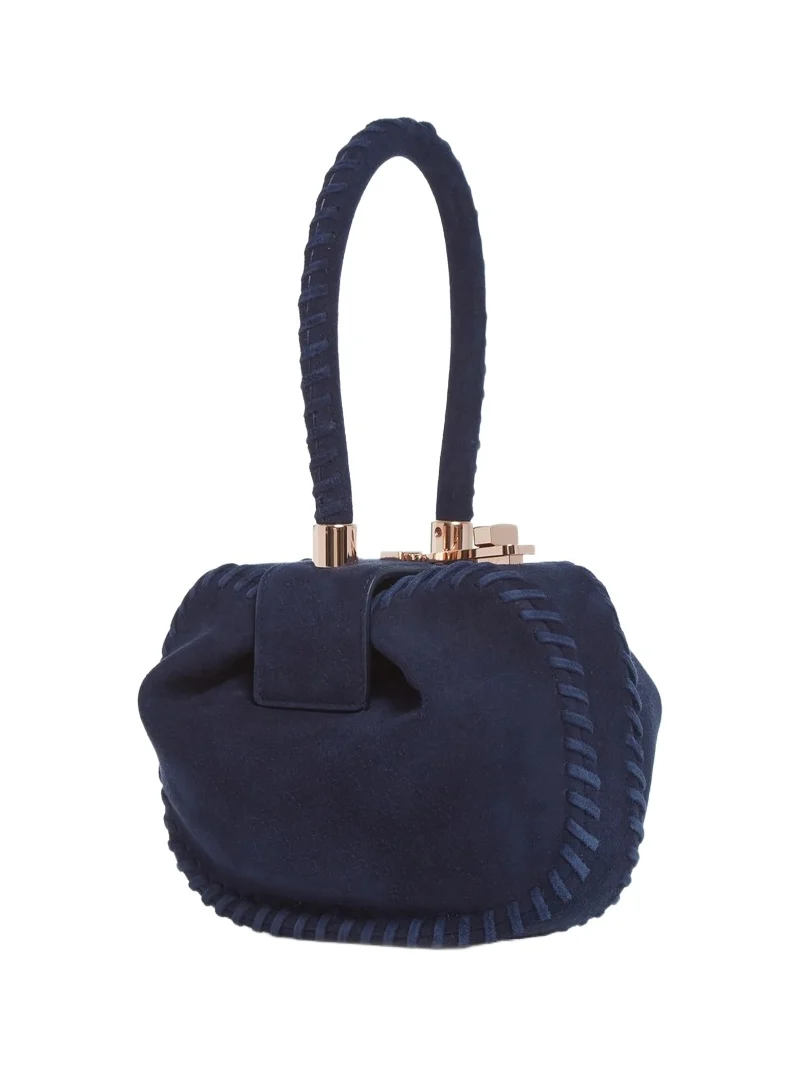 Whipstitch Demi Bag in Navy Suede Whipstitch Demi Bag in Navy Suede