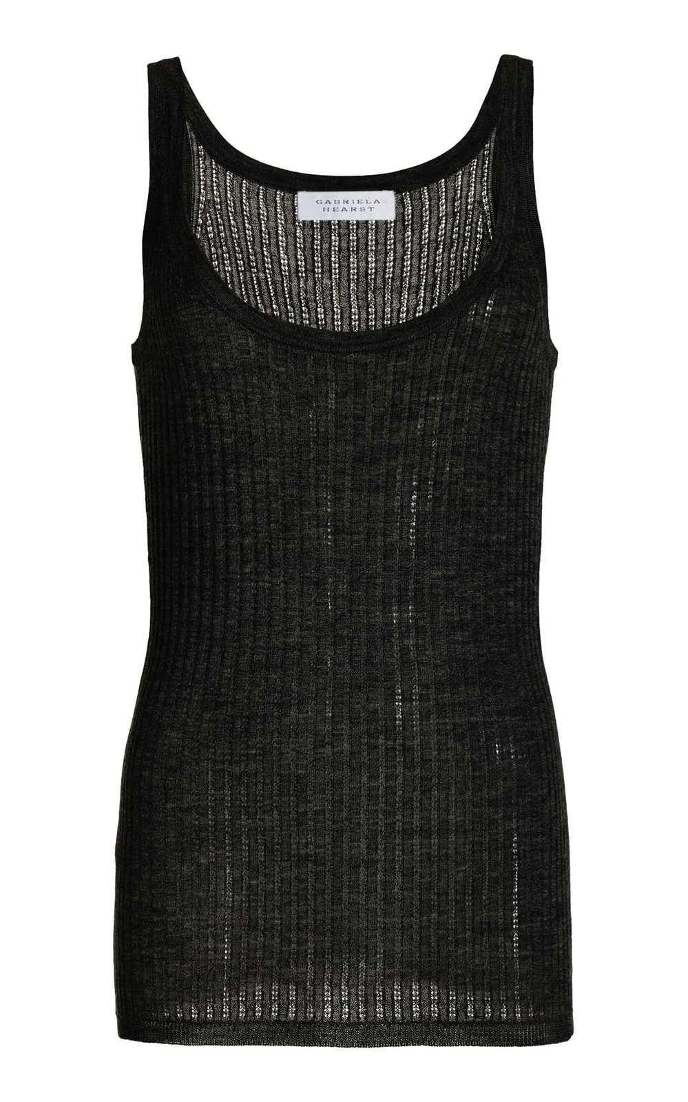 Gabriela Hearst Nevin Pointelle Knit Tank Top in Black Cashmere Silk