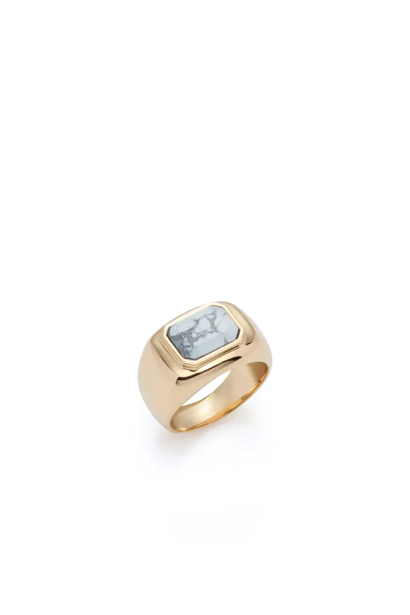 Gabriela Hearst Large Ring in 18K Yellow Gold & Howlite Stone | Image 1 Gabriela Hearst Large Ring in 18K Yellow Gold & Howlite Stone | Image 1