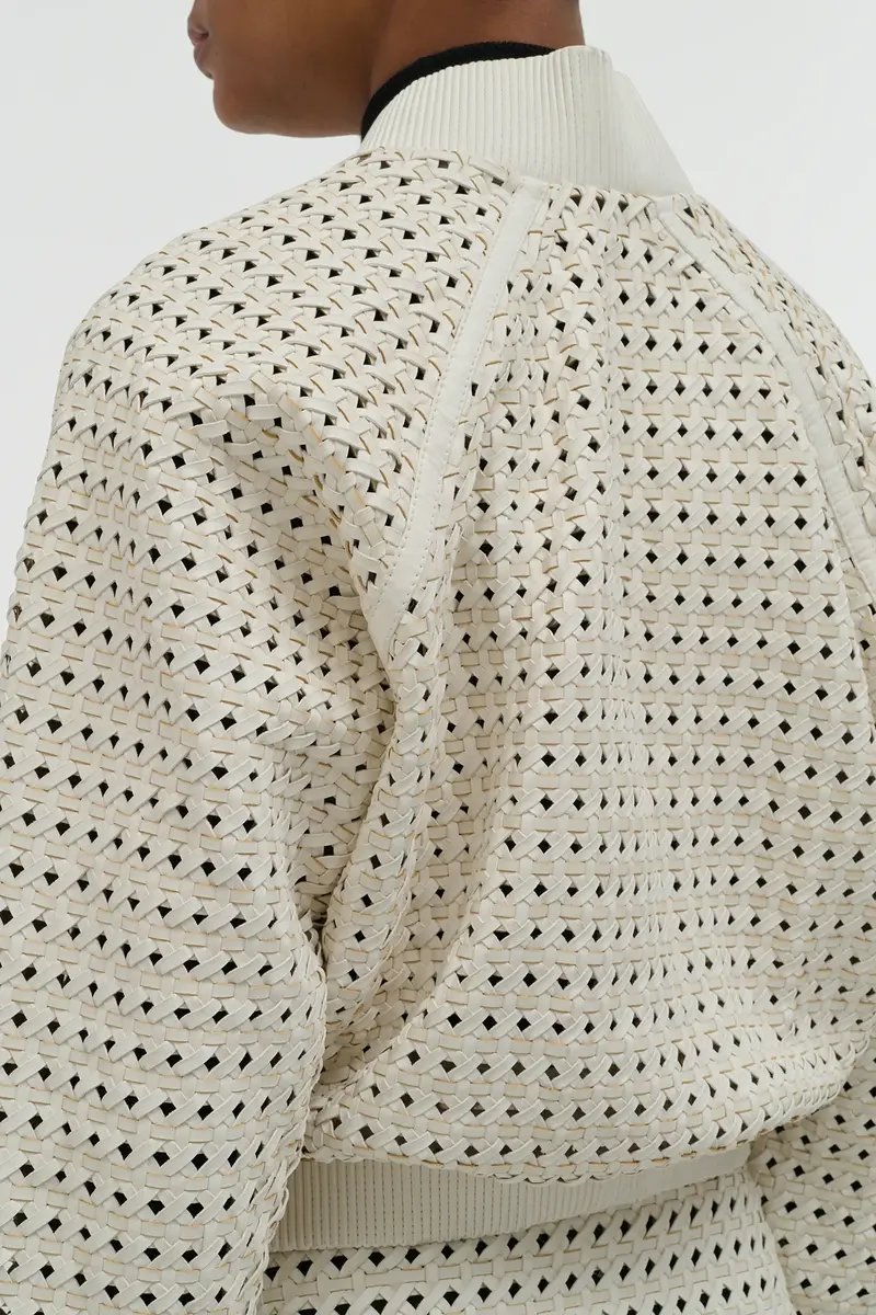 Gabriela Hearst Odin Bomber Jacket in White Woven Leather | Thumbnail 7 Gabriela Hearst Odin Bomber Jacket in White Woven Leather | Thumbnail 7