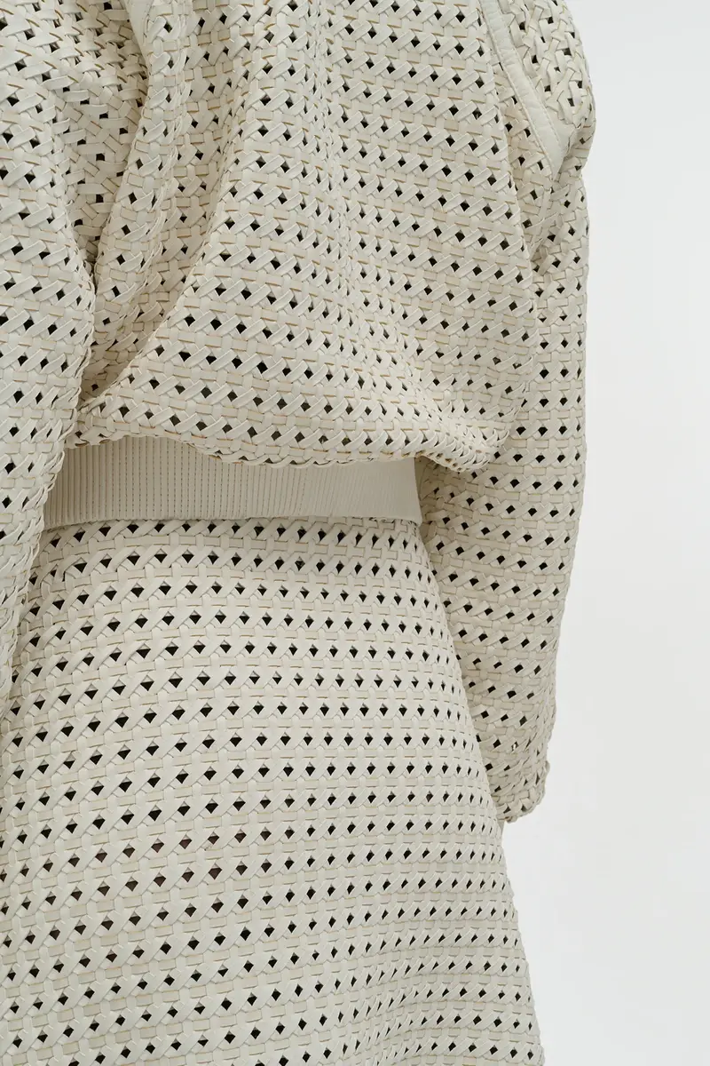 Gabriela Hearst Odin Bomber Jacket in White Woven Leather | Thumbnail 8 Gabriela Hearst Odin Bomber Jacket in White Woven Leather | Thumbnail 8