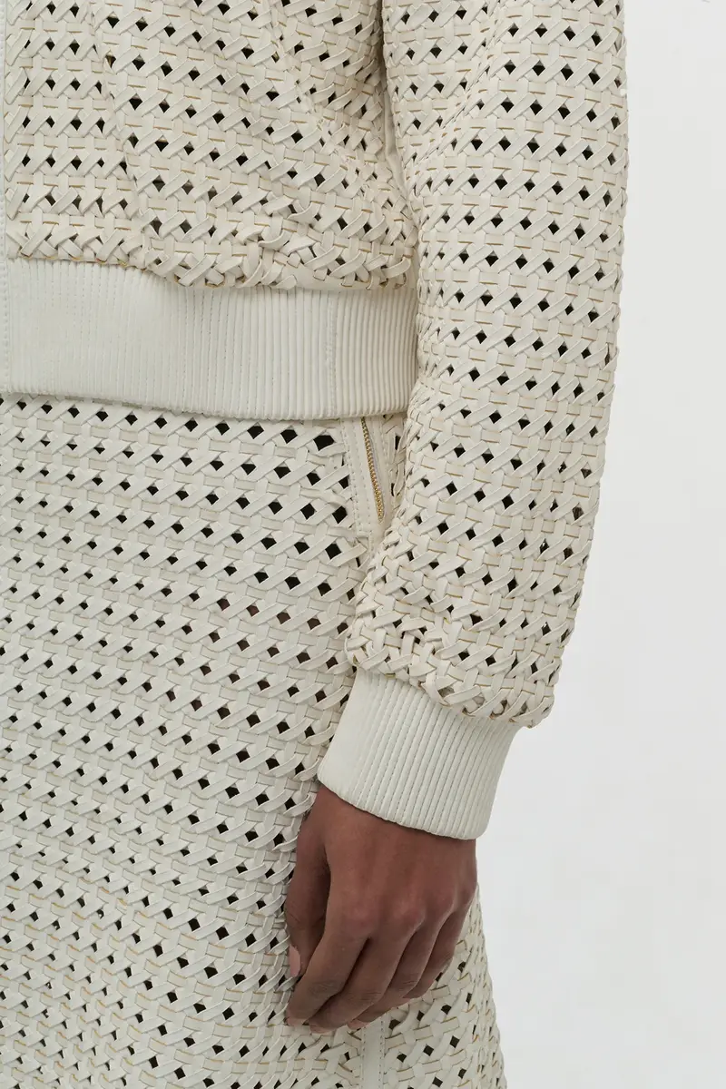 Gabriela Hearst Odin Bomber Jacket in White Woven Leather | Thumbnail 9 Gabriela Hearst Odin Bomber Jacket in White Woven Leather | Thumbnail 9