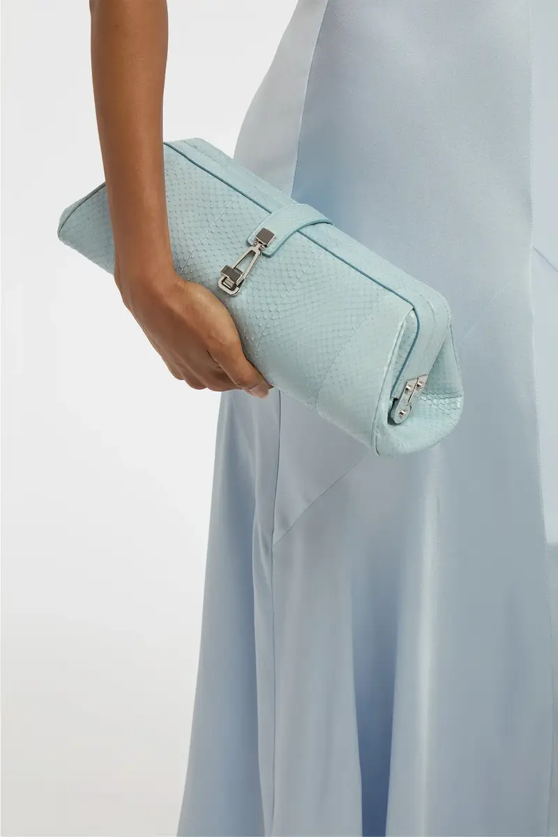 Gabriela Hearst Paola Clutch in Light Blue Snakeskin | Thumbnail 7