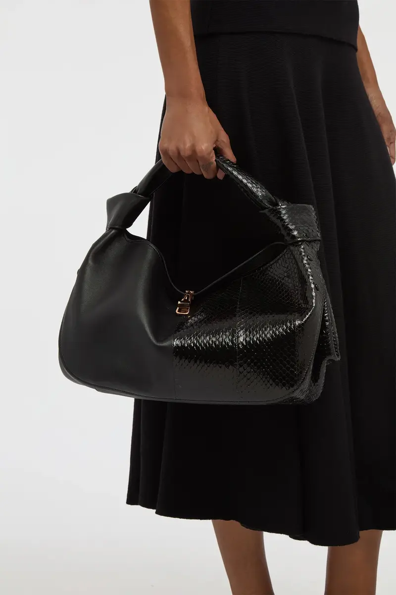 Gabriela Hearst Small Antonia Bag in Black Nappa Leather & Snakeskin | Thumbnail 2 Gabriela Hearst Small Antonia Bag in Black Nappa Leather & Snakeskin | Thumbnail 2