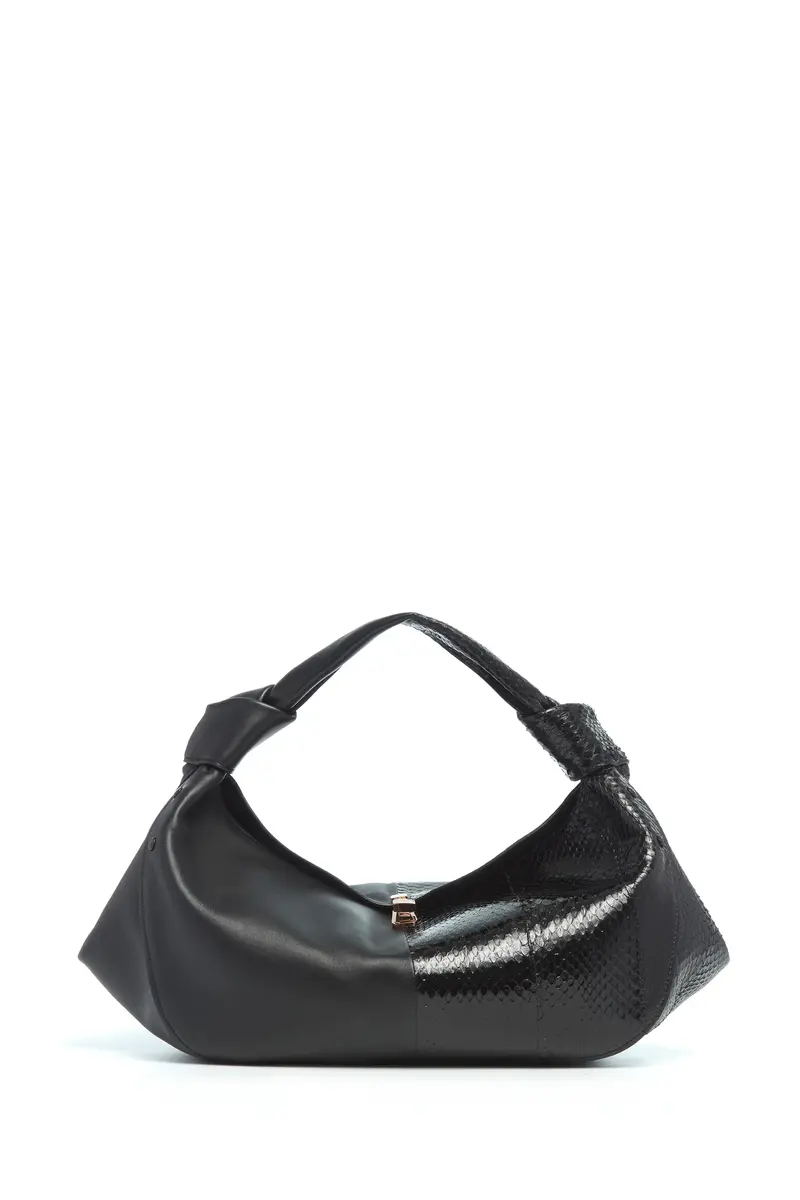 Small Antonia Bag in Black Nappa Leather & Snakeskin Small Antonia Bag in Black Nappa Leather & Snakeskin
