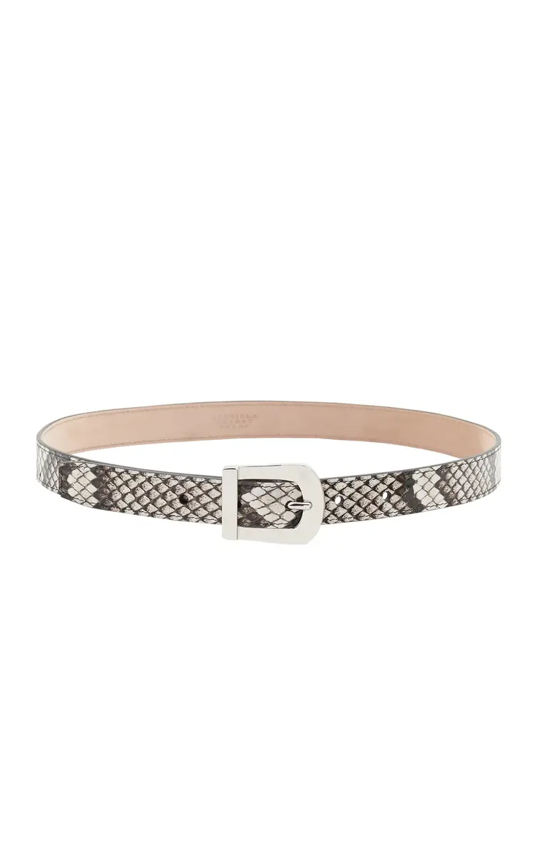 Gabriela Hearst Marija Buckle Belt in Black & White Inversa Snakeskin