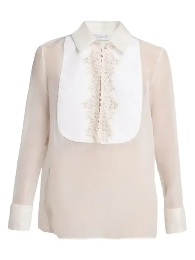 Oriana Lace Blouse in Ivory Silk Organza