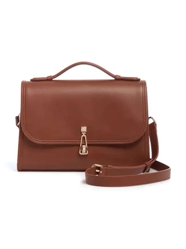 Medium Leonora Flap Bag in Cognac Leather Medium Leonora Flap Bag in Cognac Leather