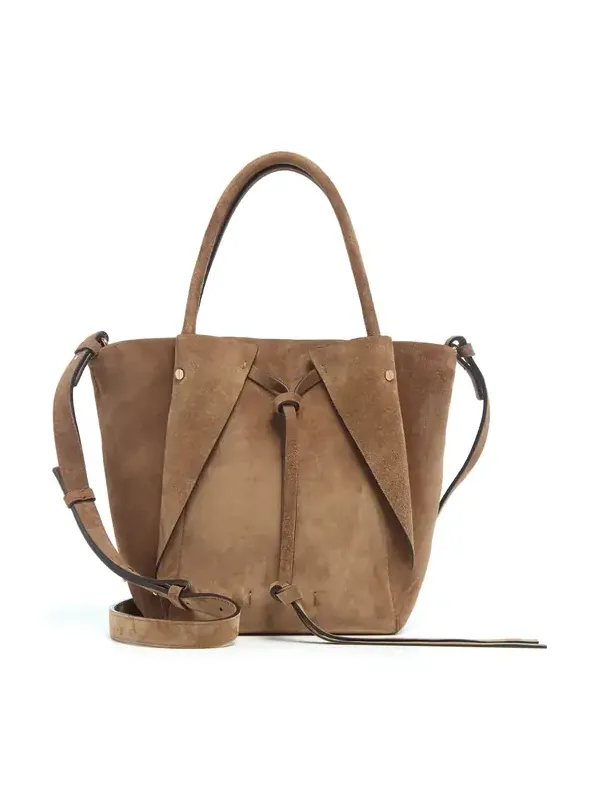 Small Marija Tote Bag in Dark Sand Suede