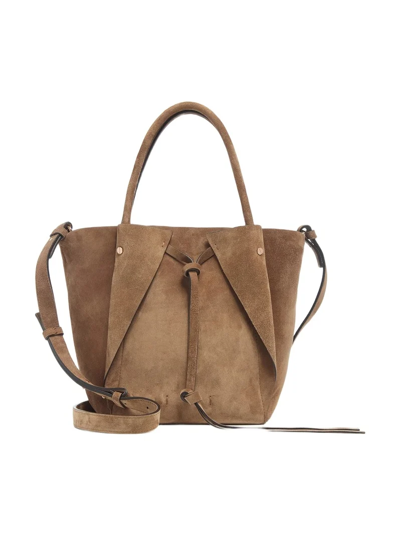 Small Marija Tote Bag in Dark Sand Suede Small Marija Tote Bag in Dark Sand Suede