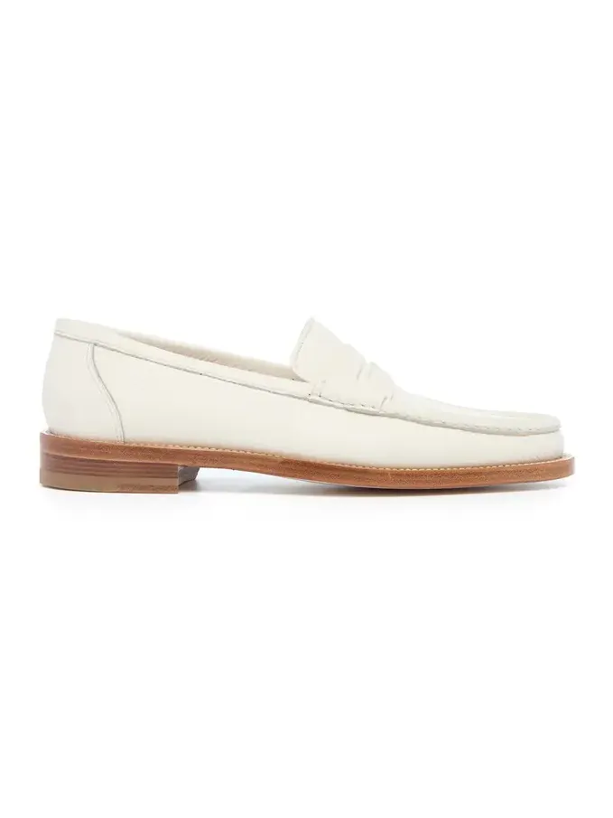Pierre Loafer in Ivory Textured Leather Pierre Loafer in Ivory Textured Leather