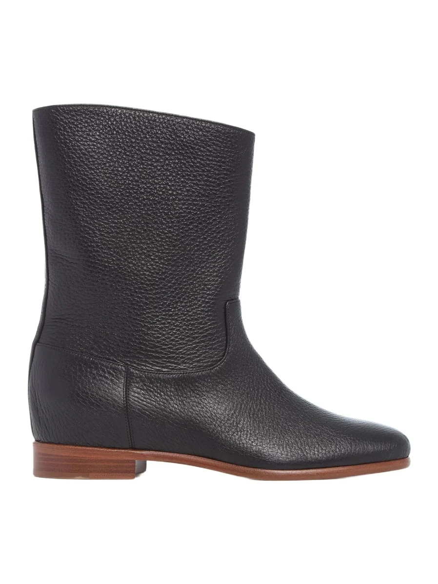 Gabriela Hearst Tina Ankle Boot in Black Textured Leather