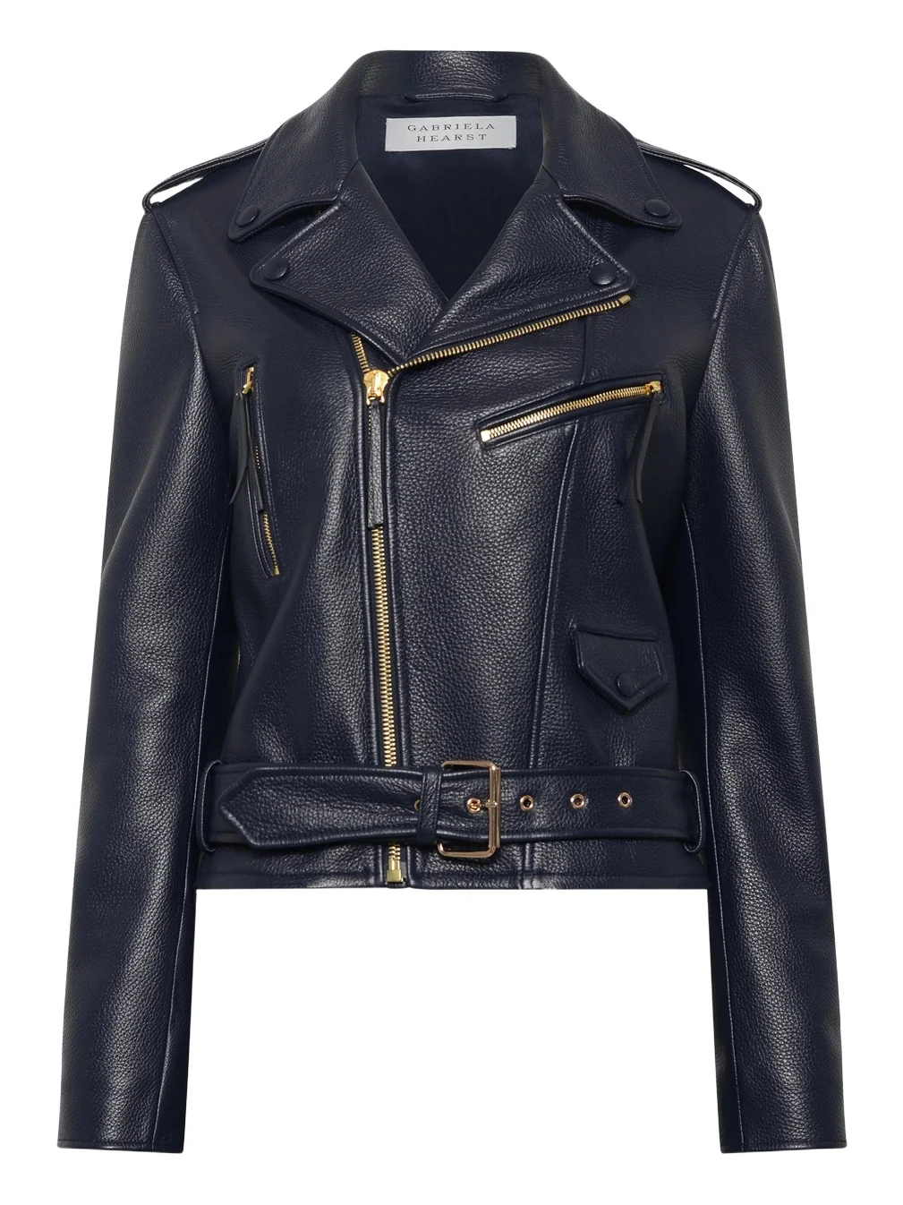 Anton Moon Biker Jacket in Dark Navy Textured Leather Anton Moon Biker Jacket in Dark Navy Textured Leather