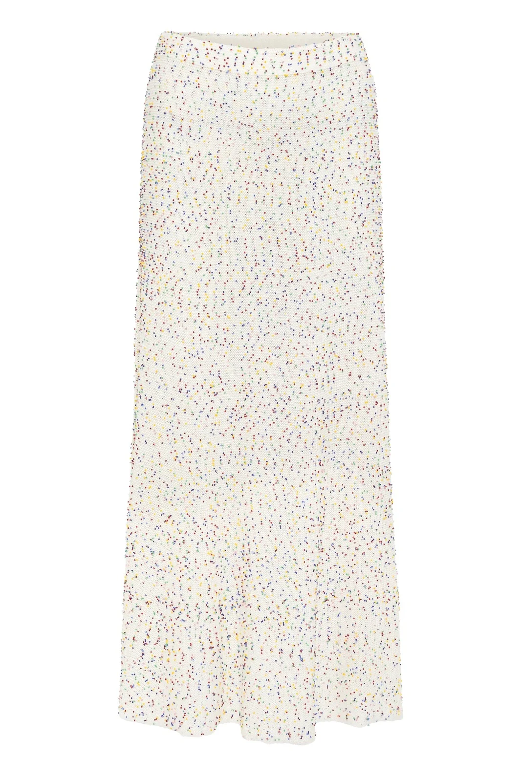 Gabriela Hearst Sabine Knit Midi Skirt in Ivory Multi Beaded Cashmere Silk