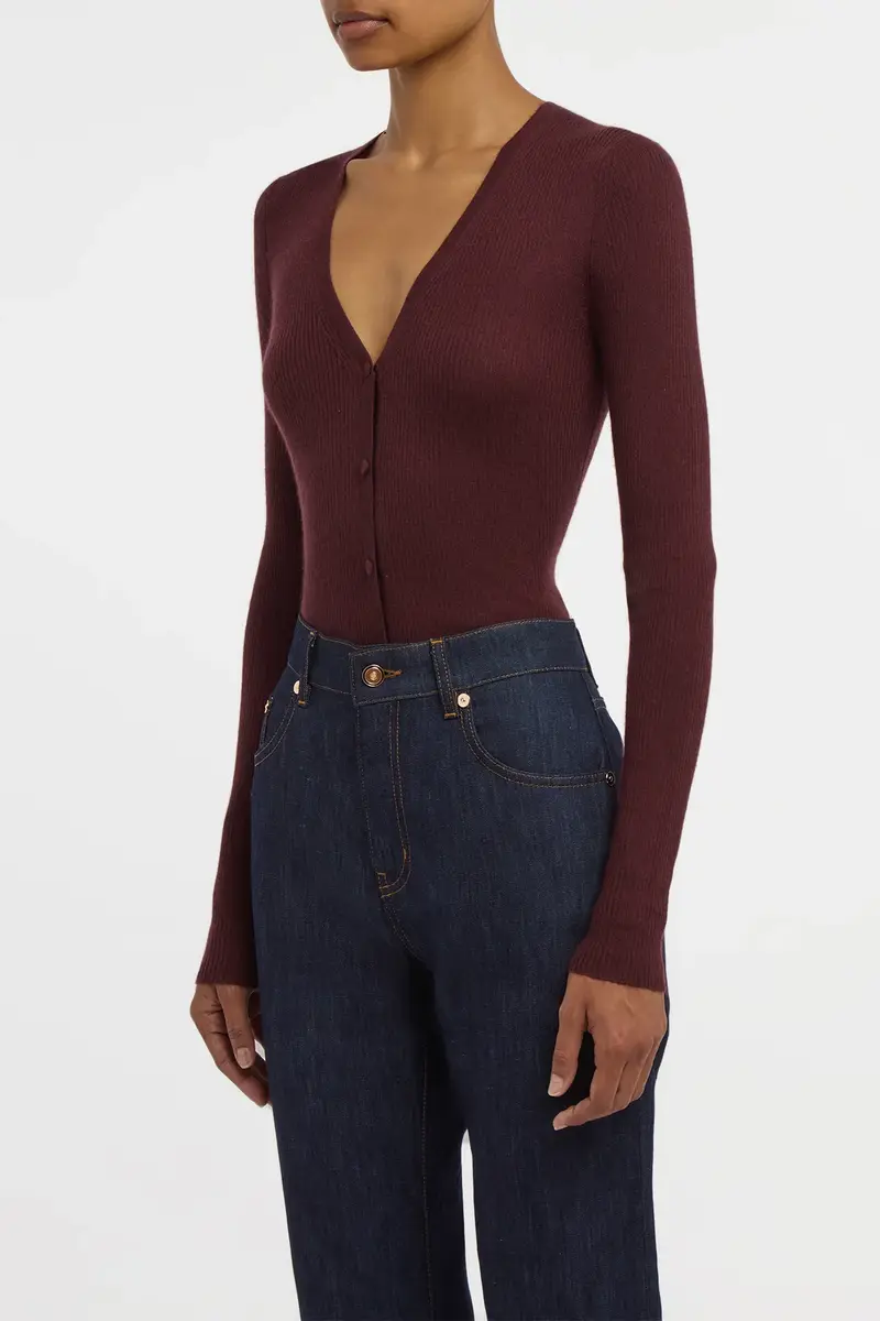 Gabriela Hearst Aiste Knit Cardigan in Bordeaux Cashmere Silk with Hemp | Thumbnail 3 Gabriela Hearst Aiste Knit Cardigan in Bordeaux Cashmere Silk with Hemp | Thumbnail 3