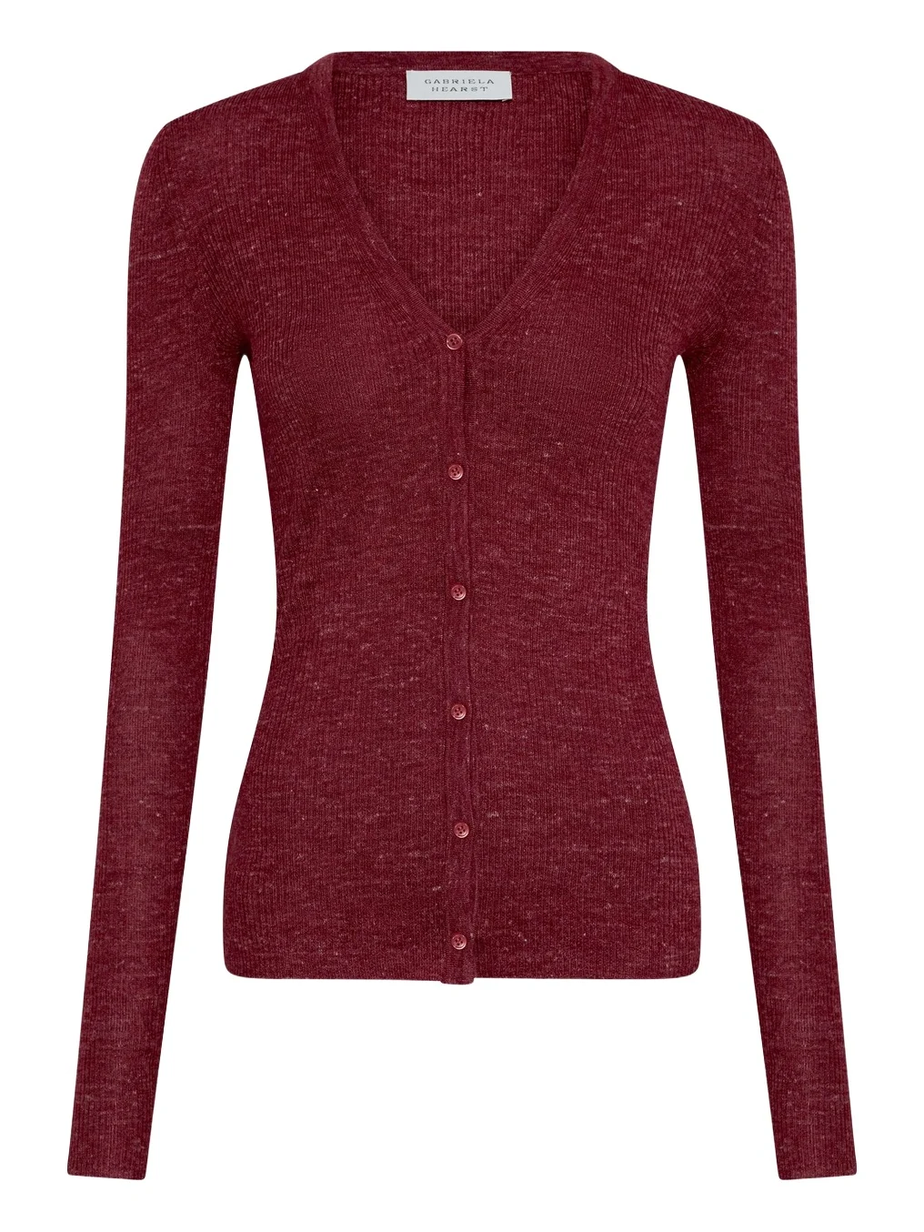 Aiste Knit Cardigan in Bordeaux Cashmere Silk with Hemp