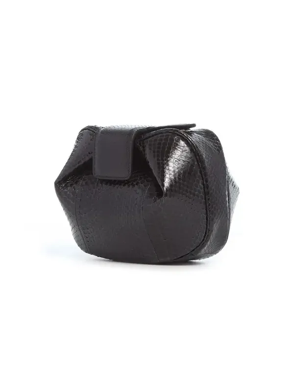 Gabriela Hearst Soft Demi Clutch in Black Snakeskin