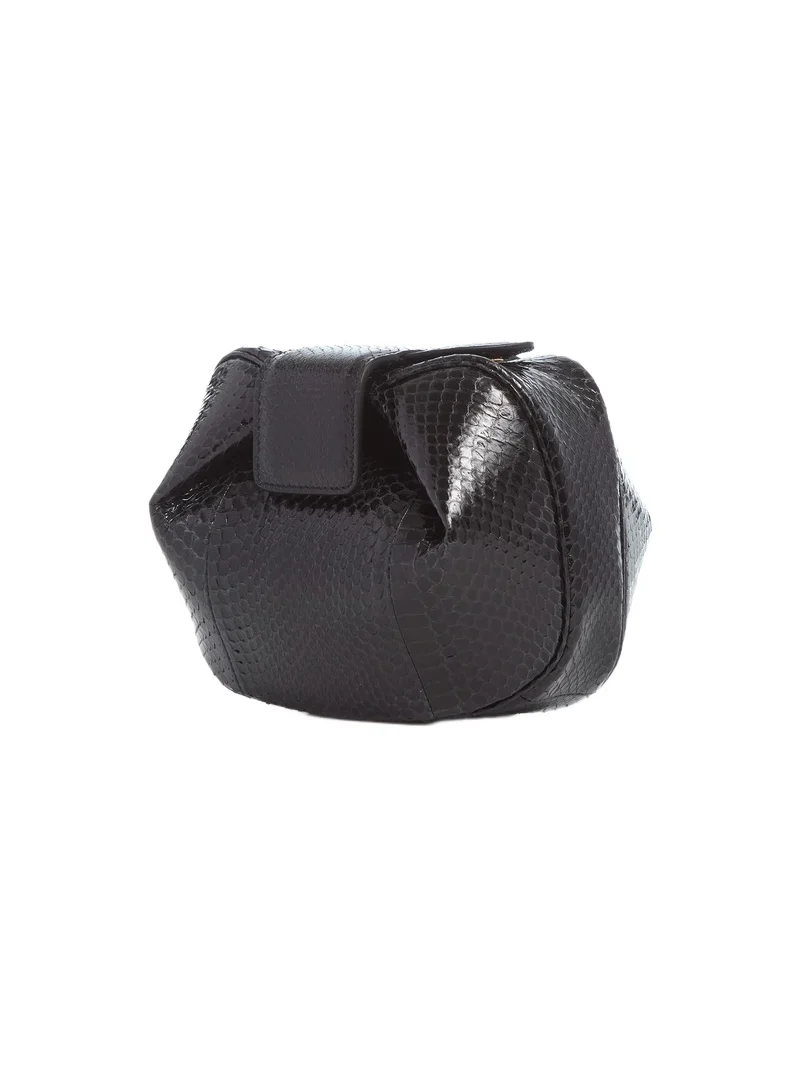 Gabriela Hearst Soft Demi Clutch in Black Snakeskin