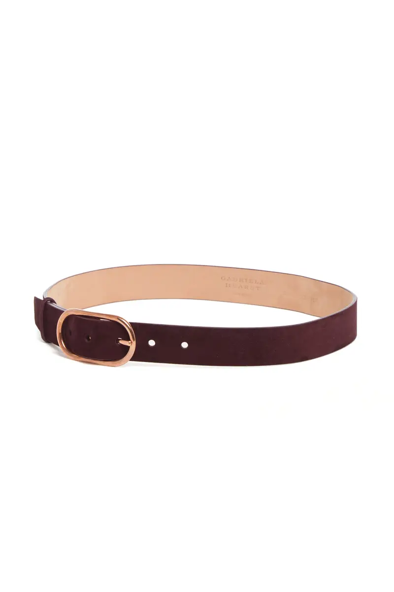 Gabriela Hearst Link Buckle Belt in Bordeaux Suede | Thumbnail 2 Gabriela Hearst Link Buckle Belt in Bordeaux Suede | Thumbnail 2