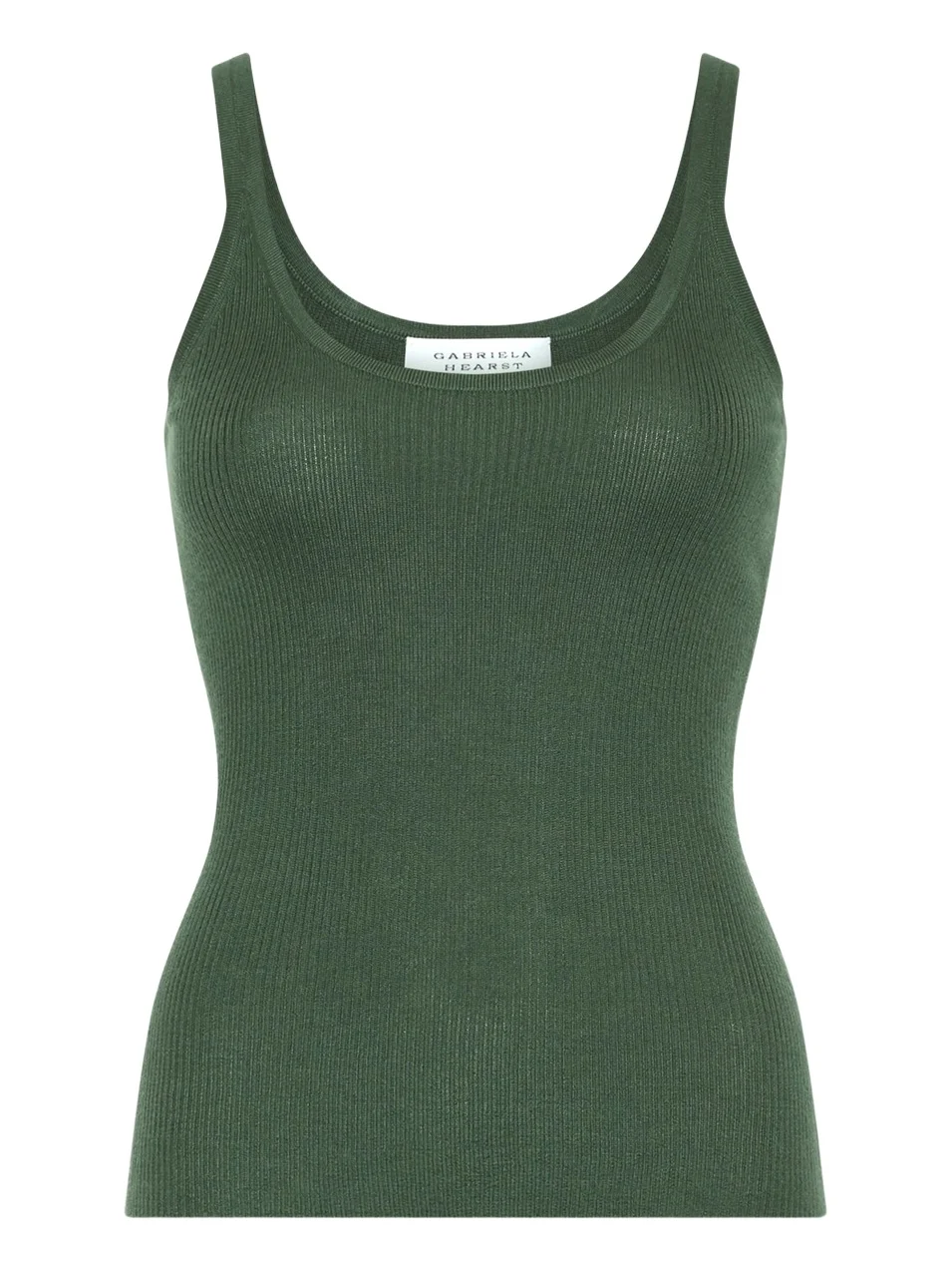 Gabriela Hearst Cinxia Knit Tank Top in Olive Cashmere Silk