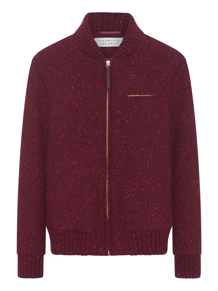 Winslow Bomber in Bordeaux Speckled Cashmere Winslow Bomber in Bordeaux Speckled Cashmere