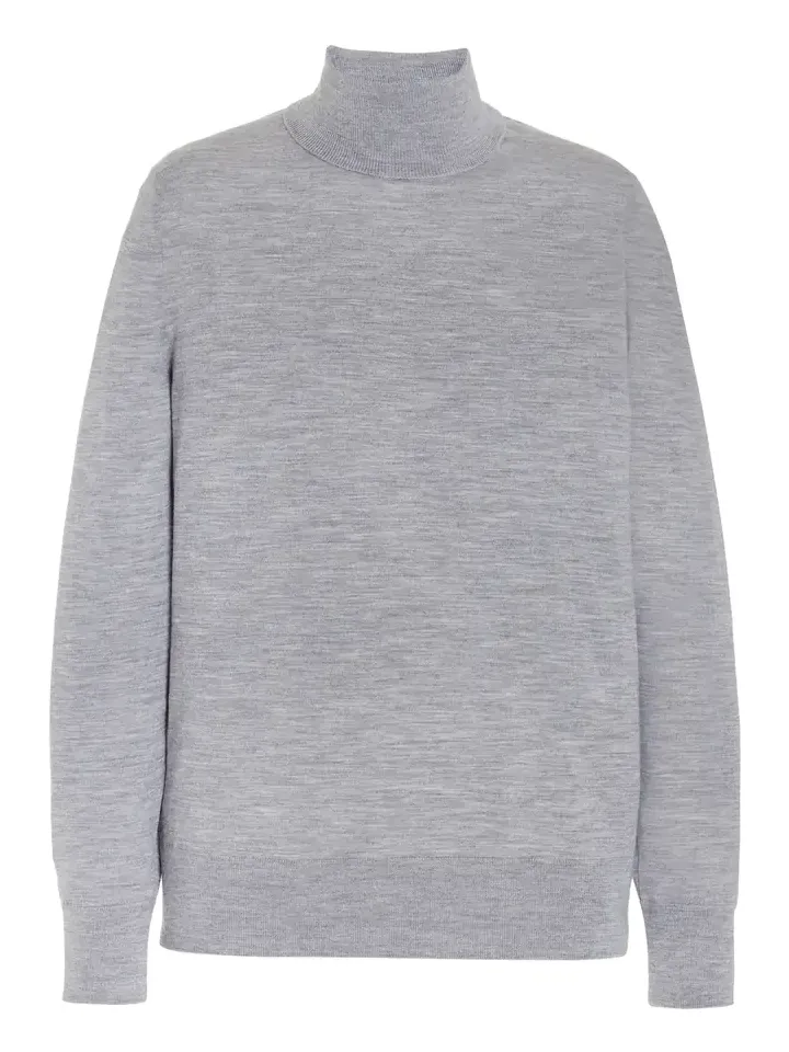 Gabriela Hearst Jermaine Knit Turtleneck in Heather Grey Merino Wool