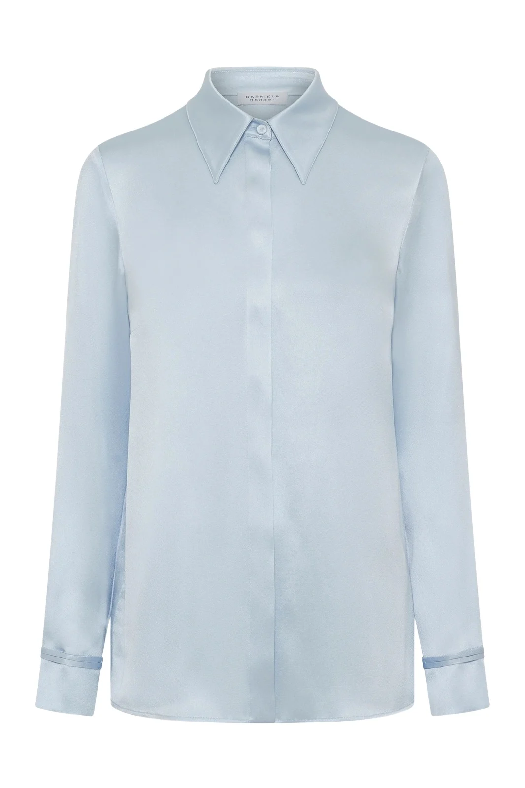 Cruz Shirt in Light Blue Silk Satin Cruz Shirt in Light Blue Silk Satin