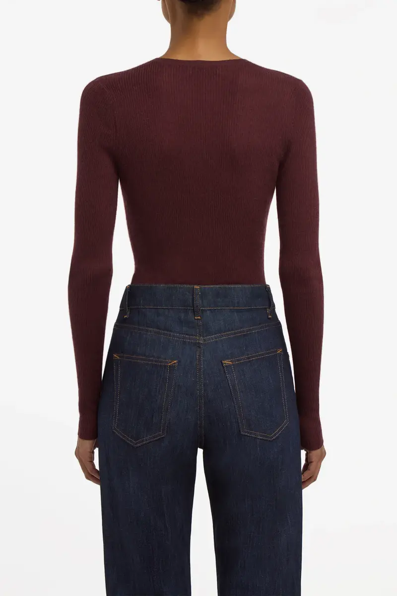 Gabriela Hearst Anges Knit Henley in Bordeaux Cashmere Silk with Hemp | Thumbnail 4 Gabriela Hearst Anges Knit Henley in Bordeaux Cashmere Silk with Hemp | Thumbnail 4