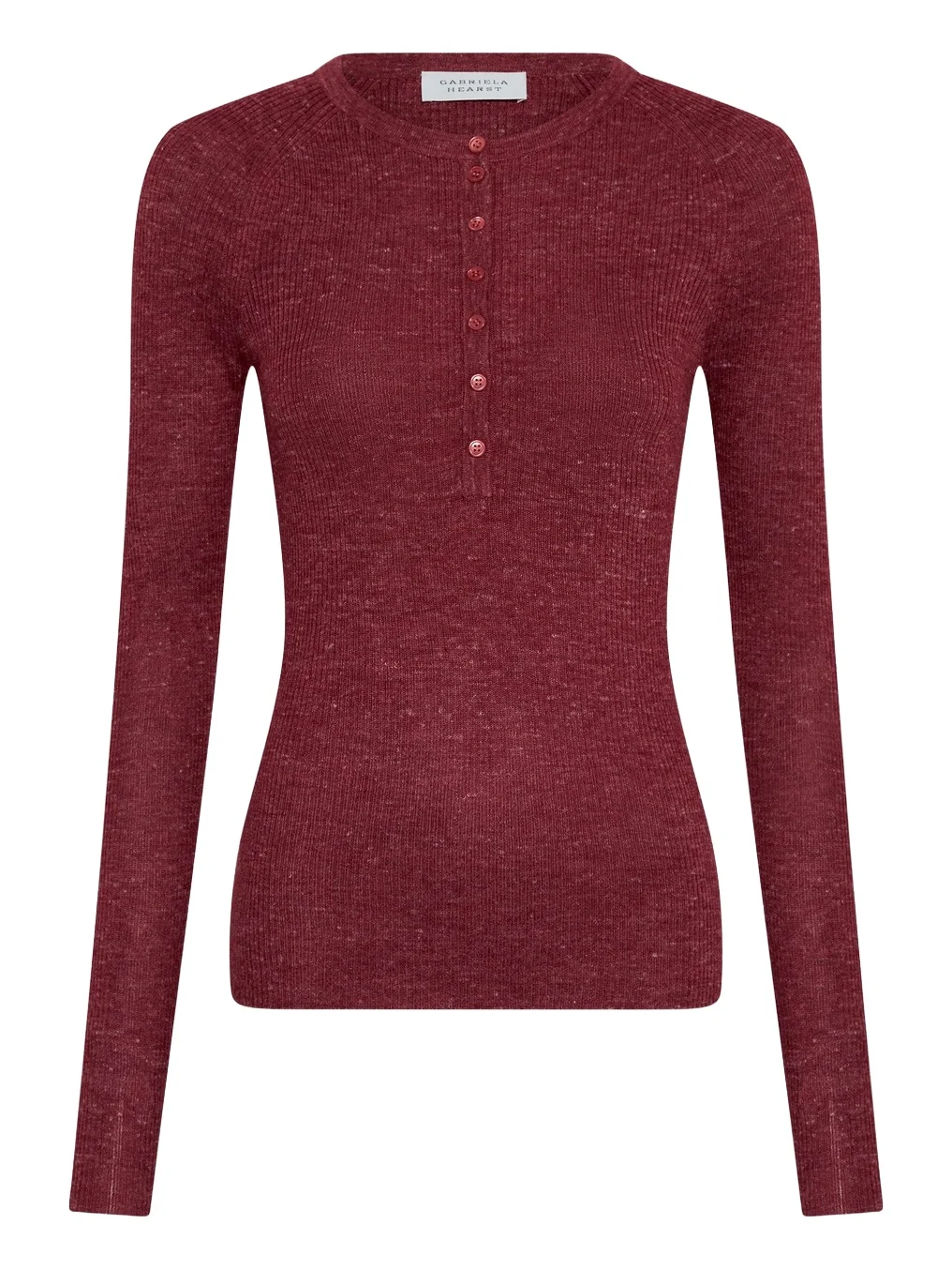 Anges Knit Henley in Bordeaux Cashmere Silk with Hemp Anges Knit Henley in Bordeaux Cashmere Silk with Hemp
