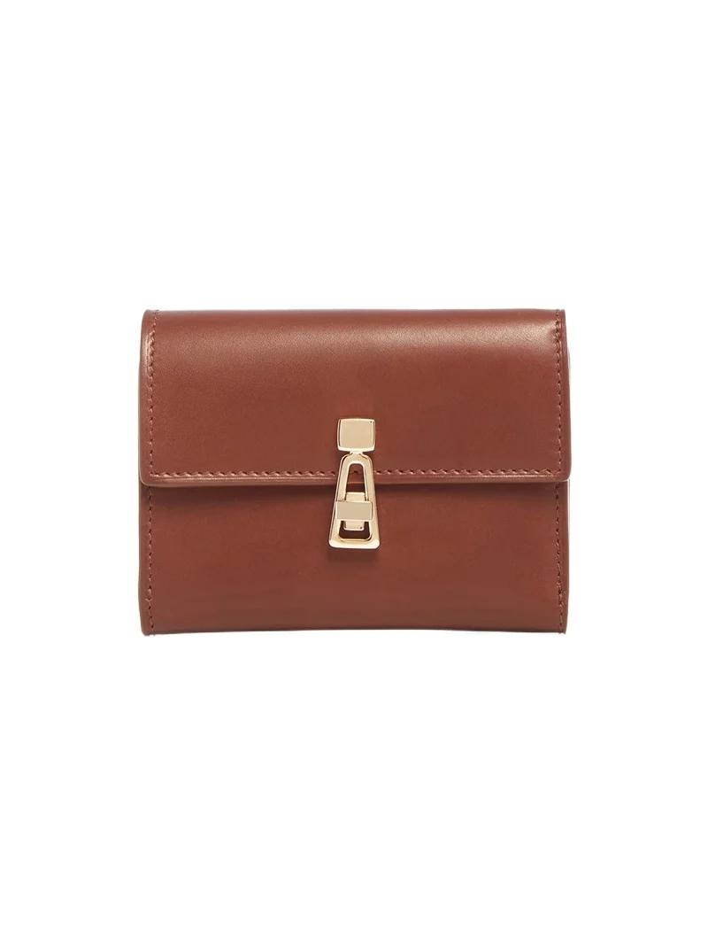 Gabriela Hearst Compact Flat Wallet in Cognac Leather