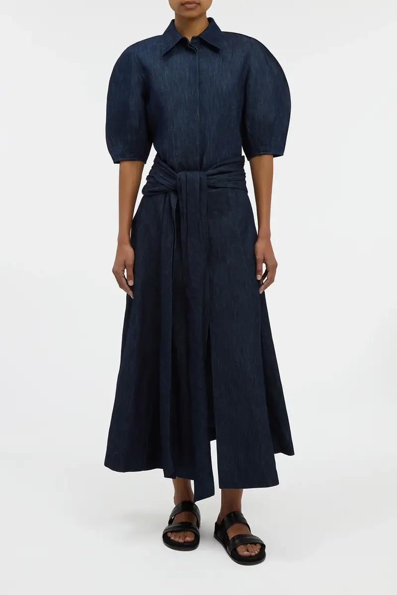 Gabriela Hearst Zivan Knotted Maxi Skirt in Recycled Cotton Denim | Thumbnail 2