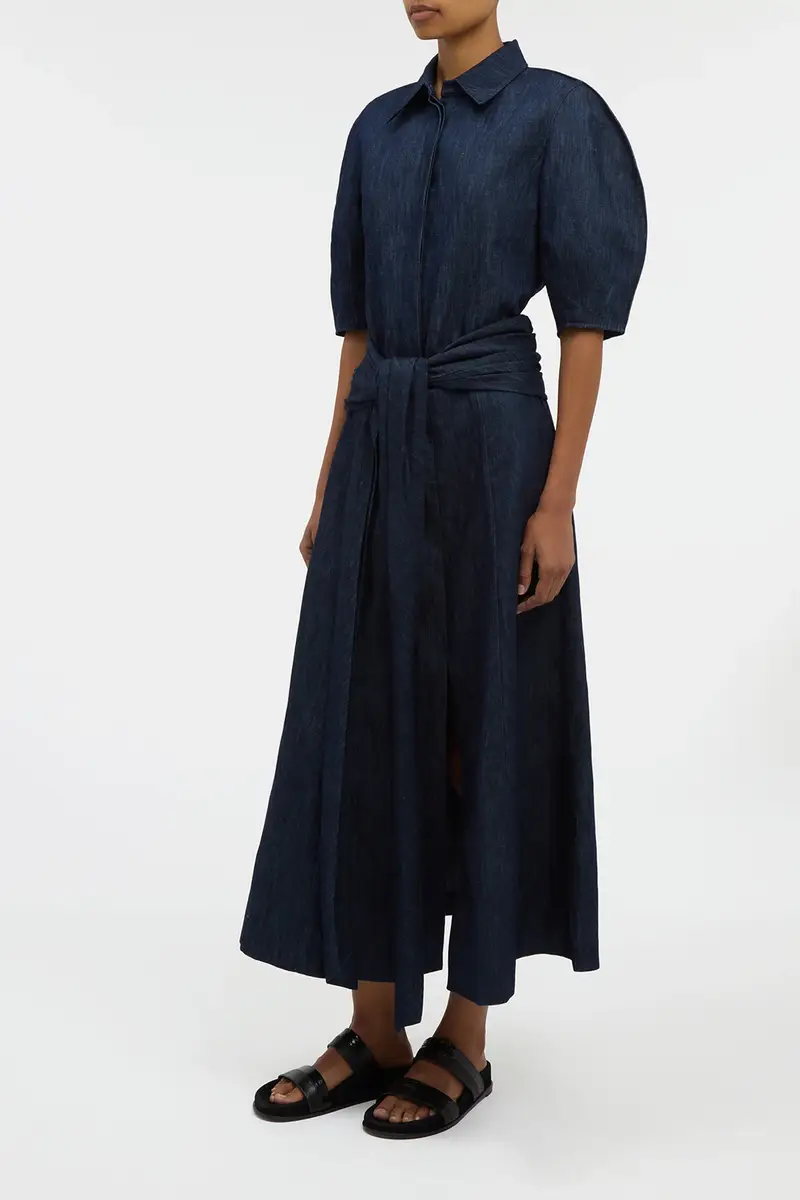 Gabriela Hearst Zivan Knotted Maxi Skirt in Recycled Cotton Denim | Thumbnail 3
